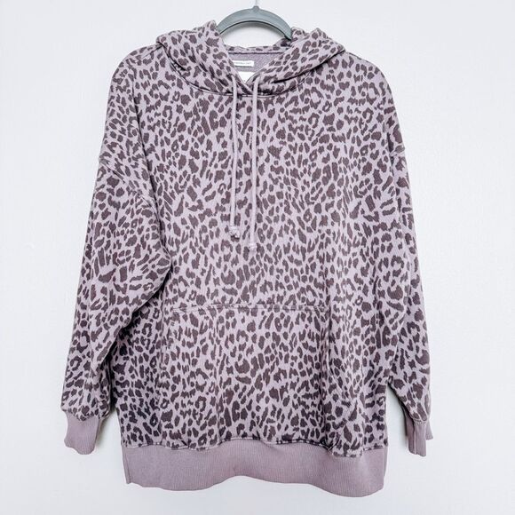 American Eagle Purple Leopard Print Oversized Hoodie Size XS - Picture 2 of 9